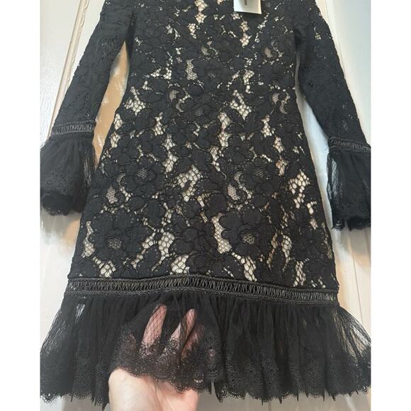 NWT Alexis Black Embroidered Sheer Lace Nicole Midi Dress Size S - Picture 3 of 15